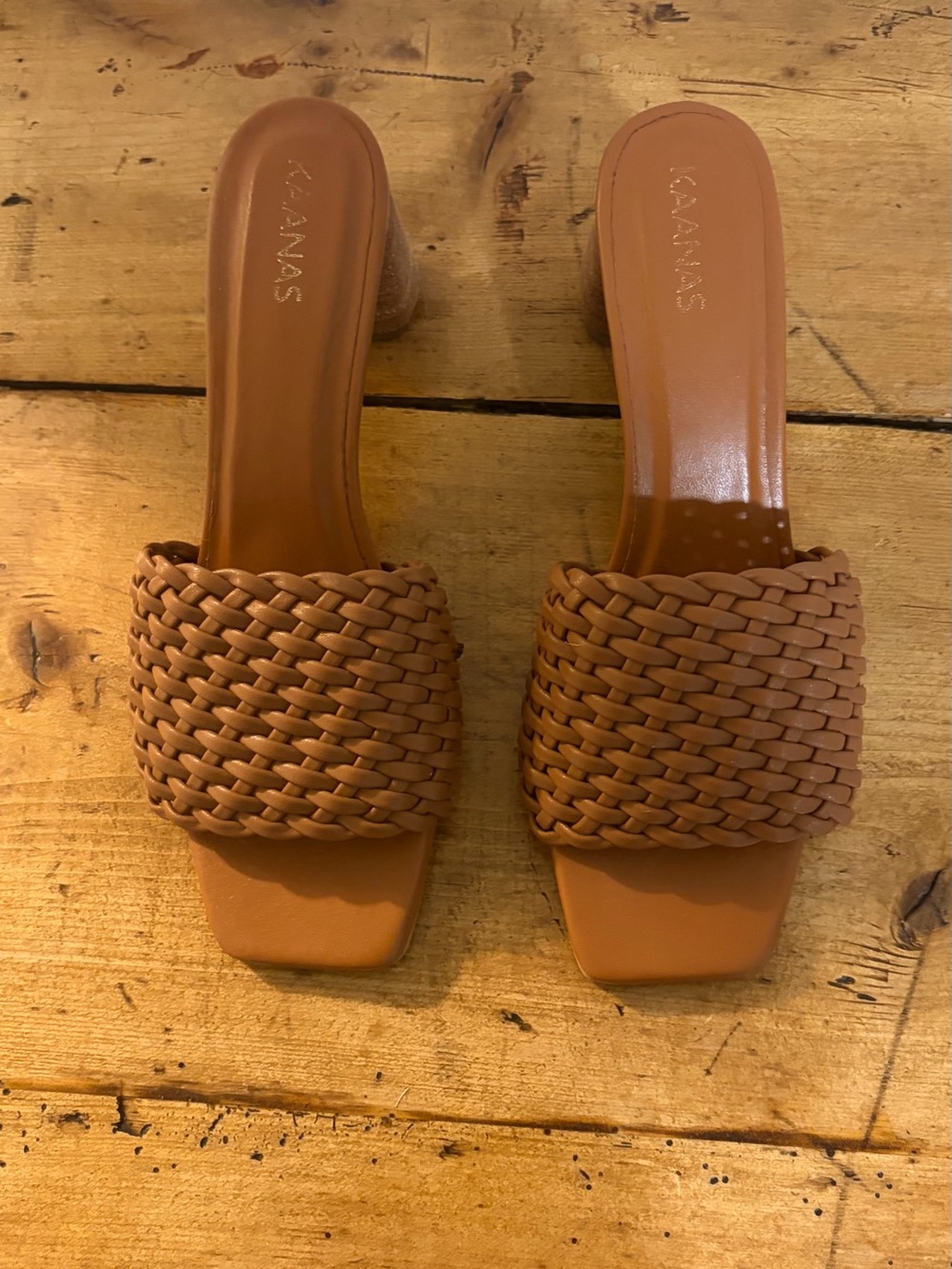 Kaanas Braided Tan Slide Mules